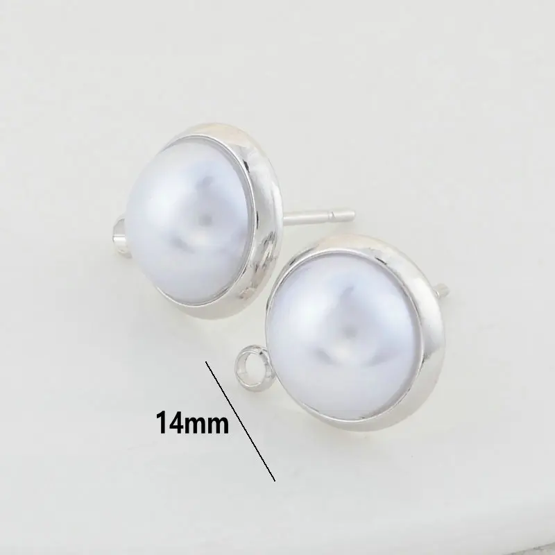 10MM 12MM 14MM 14K Gold Color Plated Brass Round Stud Earrings High Quality Diy DIY Jewelry Making Finding Accessories