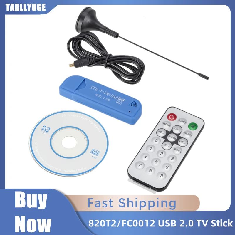 Mini Portable TV Stick 820T2 FC0012 Digital USB 2.0 TV Stick DVB-T + DAB + FM RTL2832U Support SDR Tuner Receiver TV Accessories