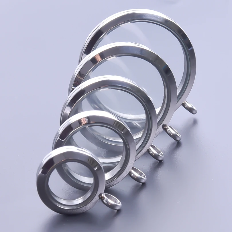 5Pcs 20-40mm Stainless Steel Glass Memory Cremation Urn Locket Pendant Openable Round Reliquary Photo Medaillon Colgantes
