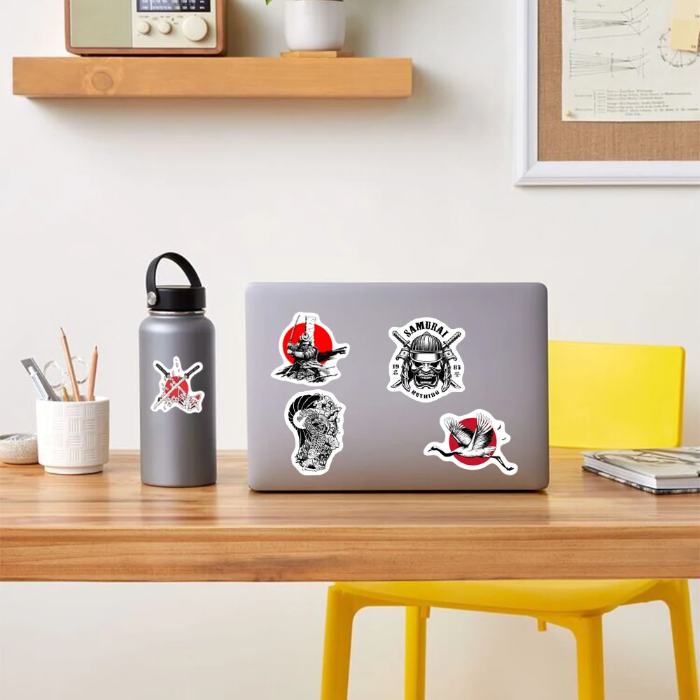 10/25/50Pcs Japanese Samurai PVC Waterproof Stickers Laptop Luggage Water Cup Phone Case Guitar Fridge Car Motorcycle