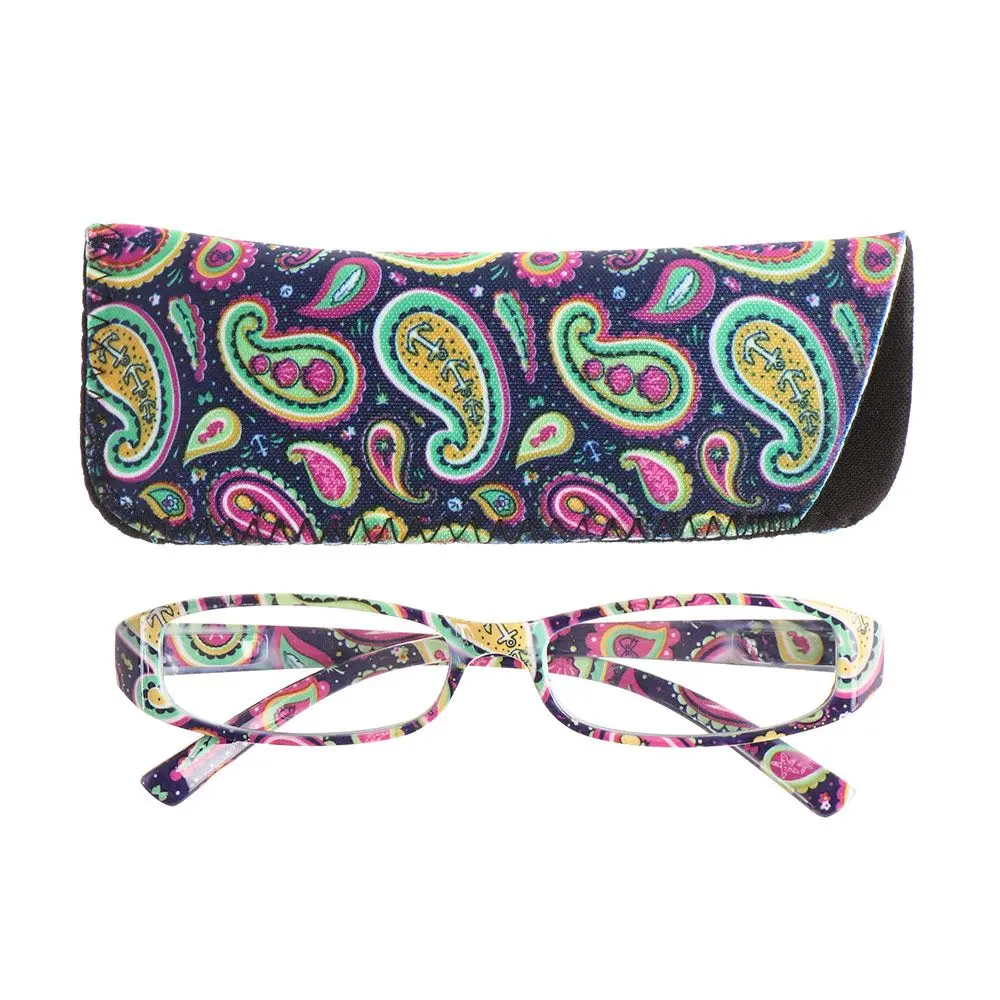 Fashion Men Women Reading Glasses With Pouch Ultra Light Resin Print Flower Magnifying Presbyopic Eyeglasses Vision Care