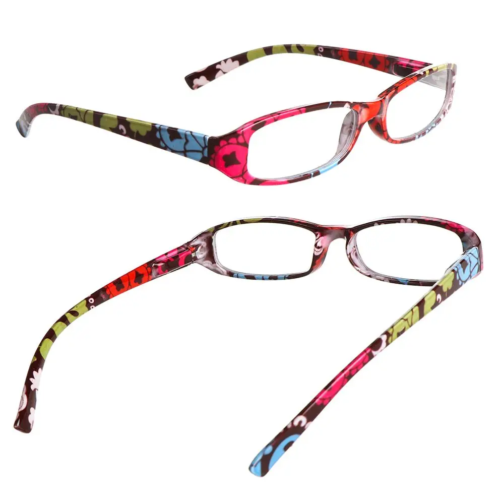 Fashion Men Women Reading Glasses With Pouch Ultra Light Resin Print Flower Magnifying Presbyopic Eyeglasses Vision Care