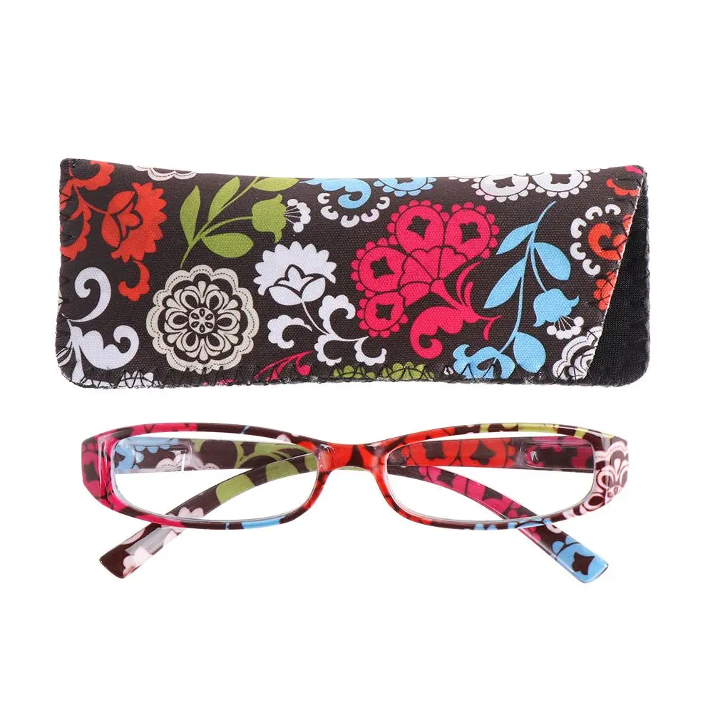 Fashion Men Women Reading Glasses With Pouch Ultra Light Resin Print Flower Magnifying Presbyopic Eyeglasses Vision Care