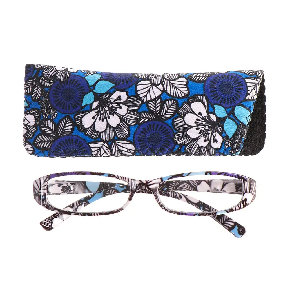 Fashion Men Women Reading Glasses With Pouch Ultra Light Resin Print Flower Magnifying Presbyopic Eyeglasses Vision Care