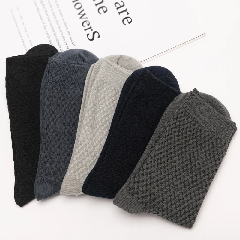 High Quality 10 Pairs/lot Men Bamboo Fiber Socks Breathable Compression Long Socks Business Casual Male Large size 38-45