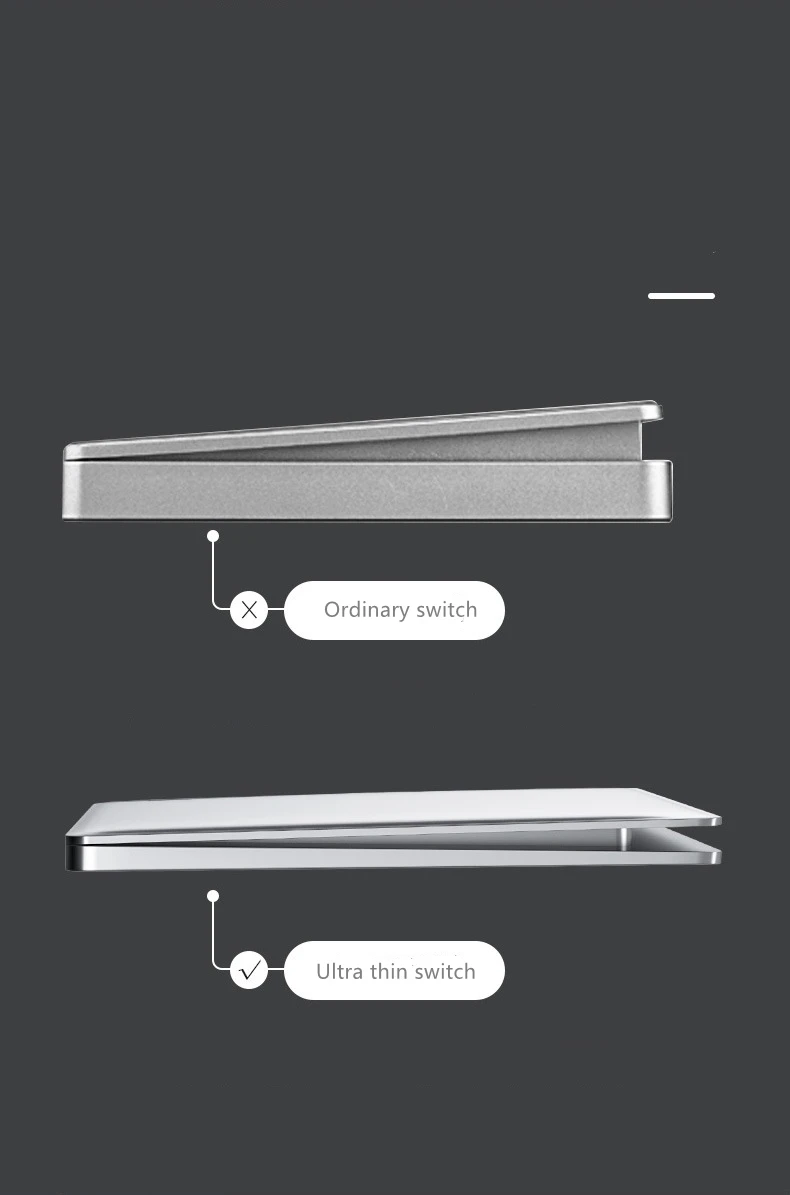 Popular Ultrathin Curved Surface 250V/10A 1/2/3/4gang 86*86MM Classic White Mirror Tempered Glass Panel Wall Switch Series