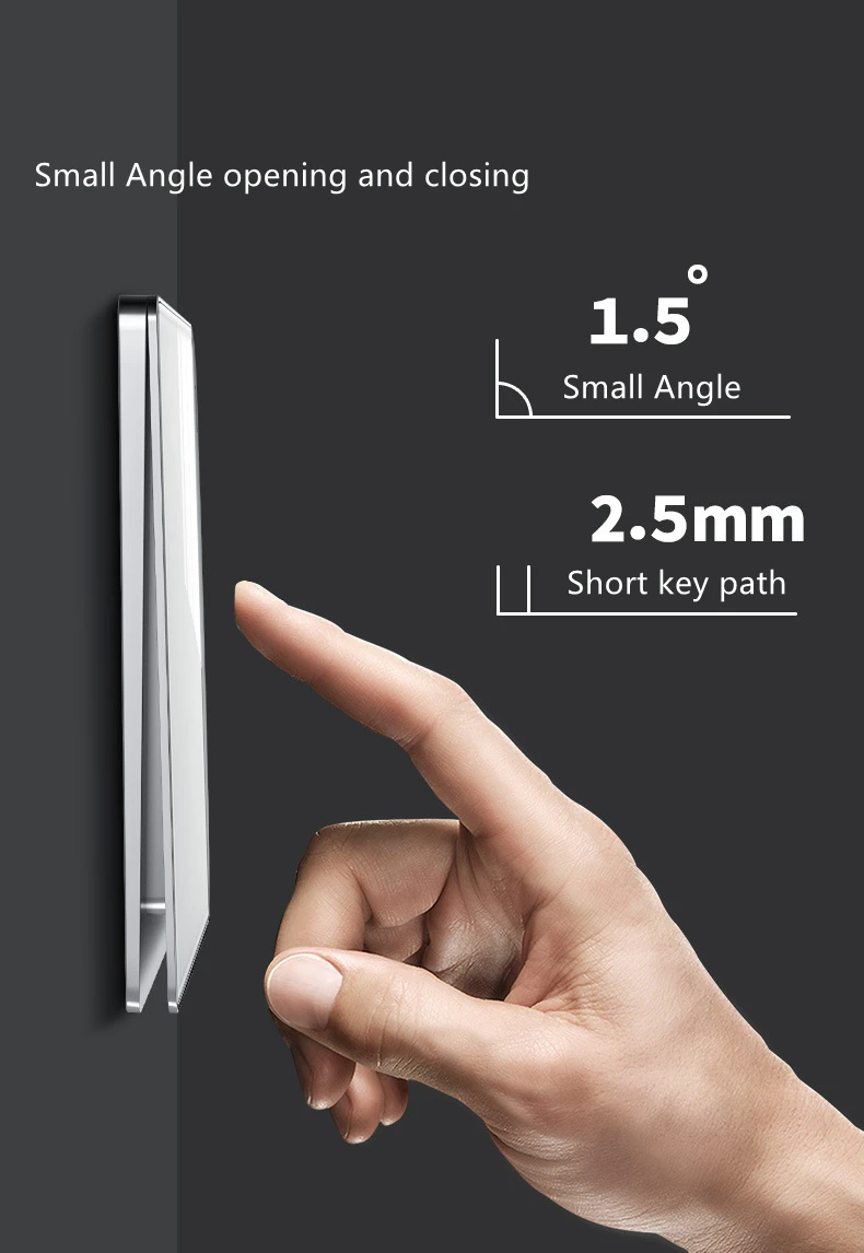 Popular Ultrathin Curved Surface 250V/10A 1/2/3/4gang 86*86MM Classic White Mirror Tempered Glass Panel Wall Switch Series