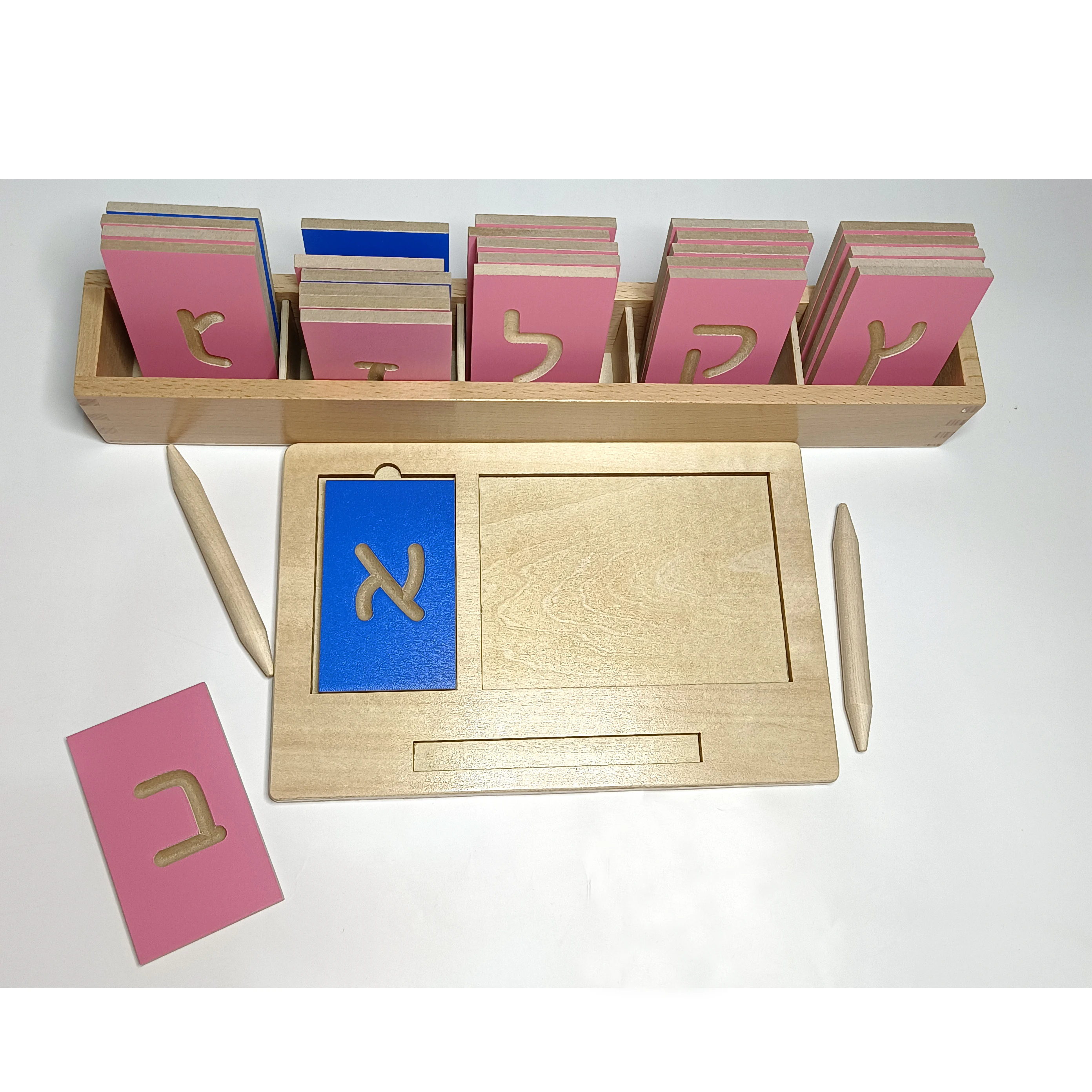 Hebrew Block Print אלפבית עברית Mini Tracing Board montessori materials language wooden toys letters ties