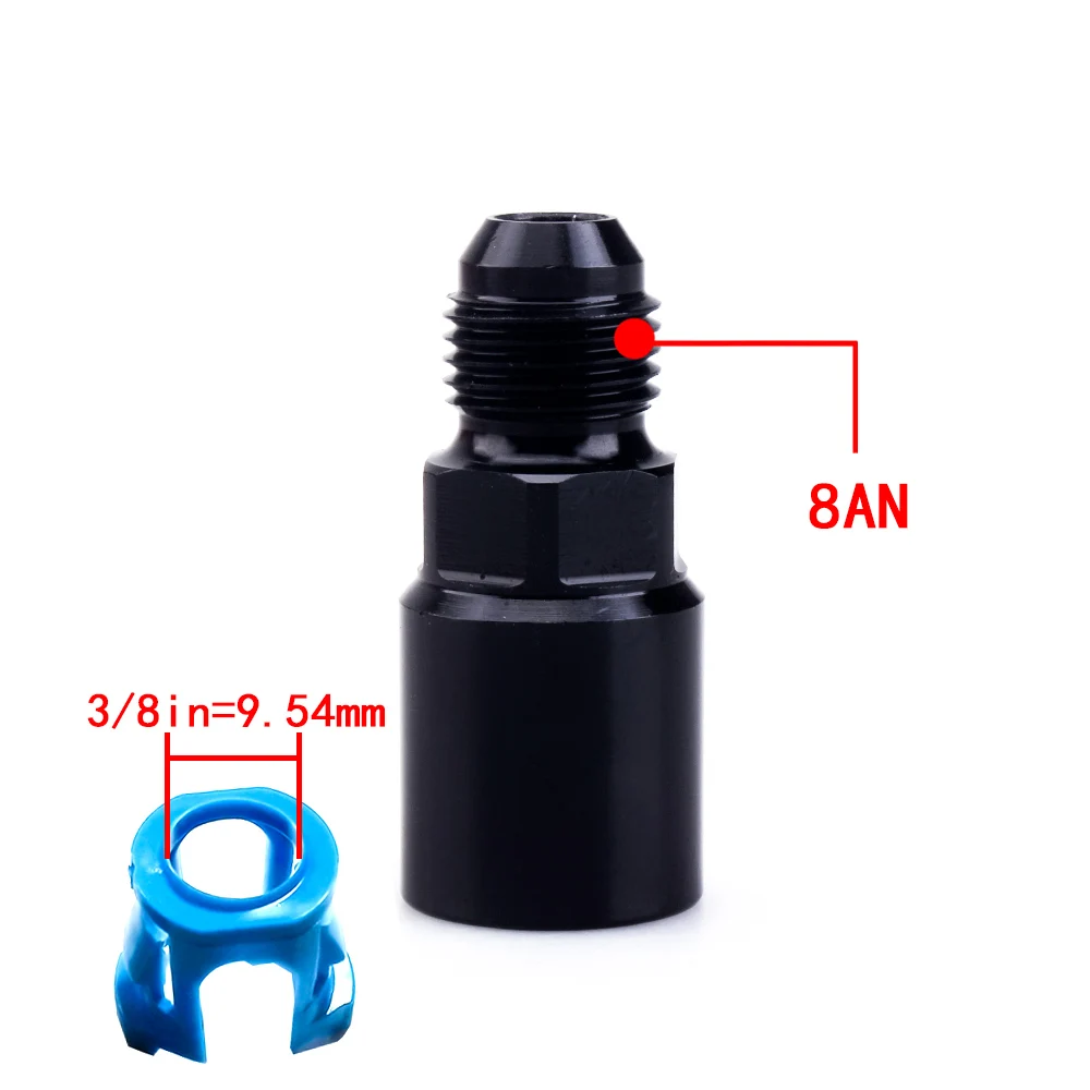 Quick Connect 6AN AN6 Male To 3/8", 5/16" AN8 8AN Quick Disconnect Male Push On EFI Fitting Adapter Aluminum Black
