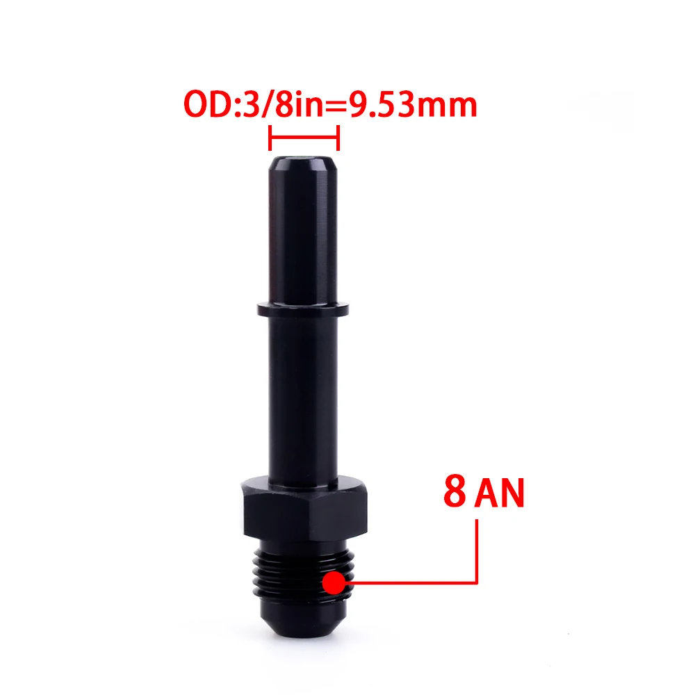 Quick Connect 6AN AN6 Male To 3/8", 5/16" AN8 8AN Quick Disconnect Male Push On EFI Fitting Adapter Aluminum Black
