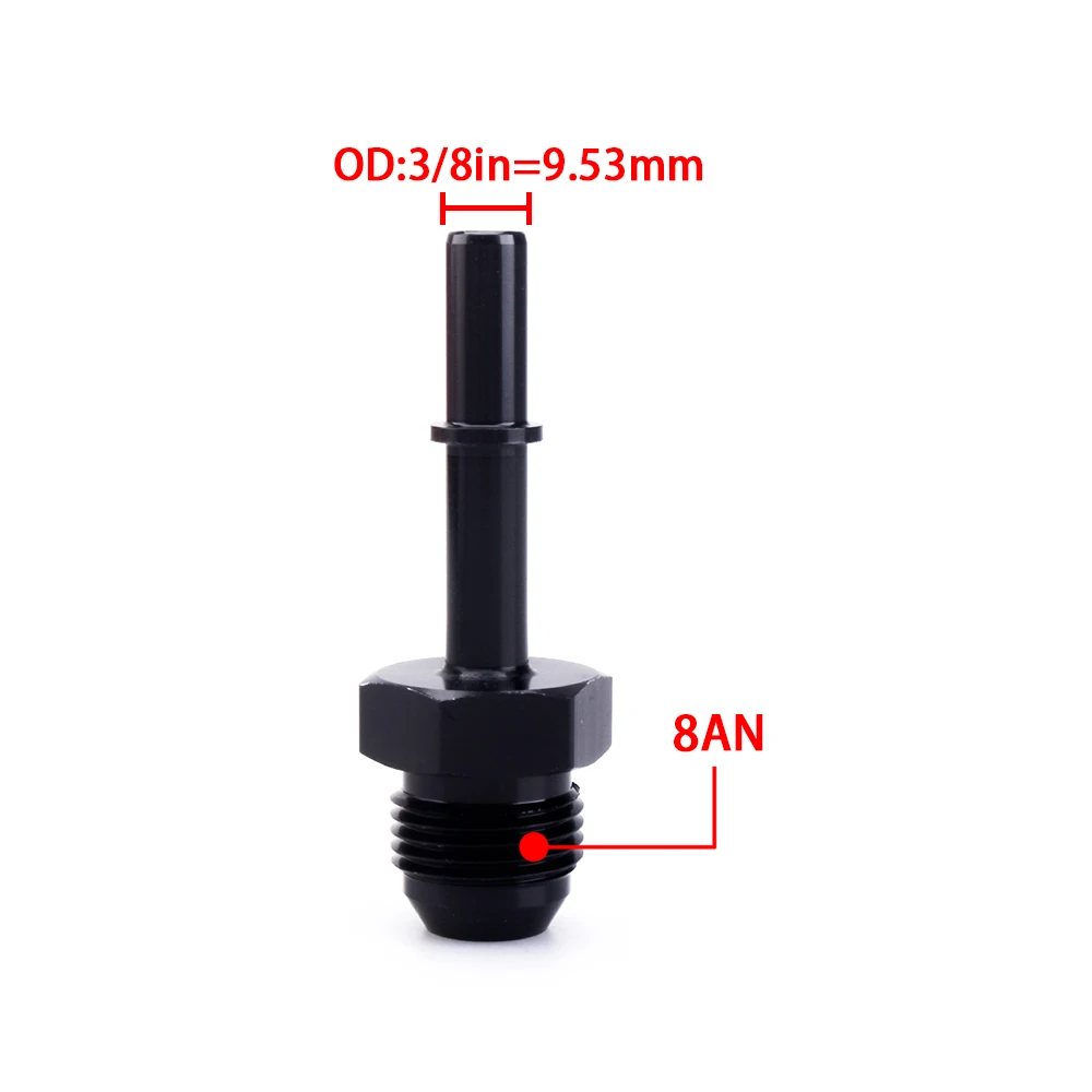 Quick Connect 6AN AN6 Male To 3/8", 5/16" AN8 8AN Quick Disconnect Male Push On EFI Fitting Adapter Aluminum Black
