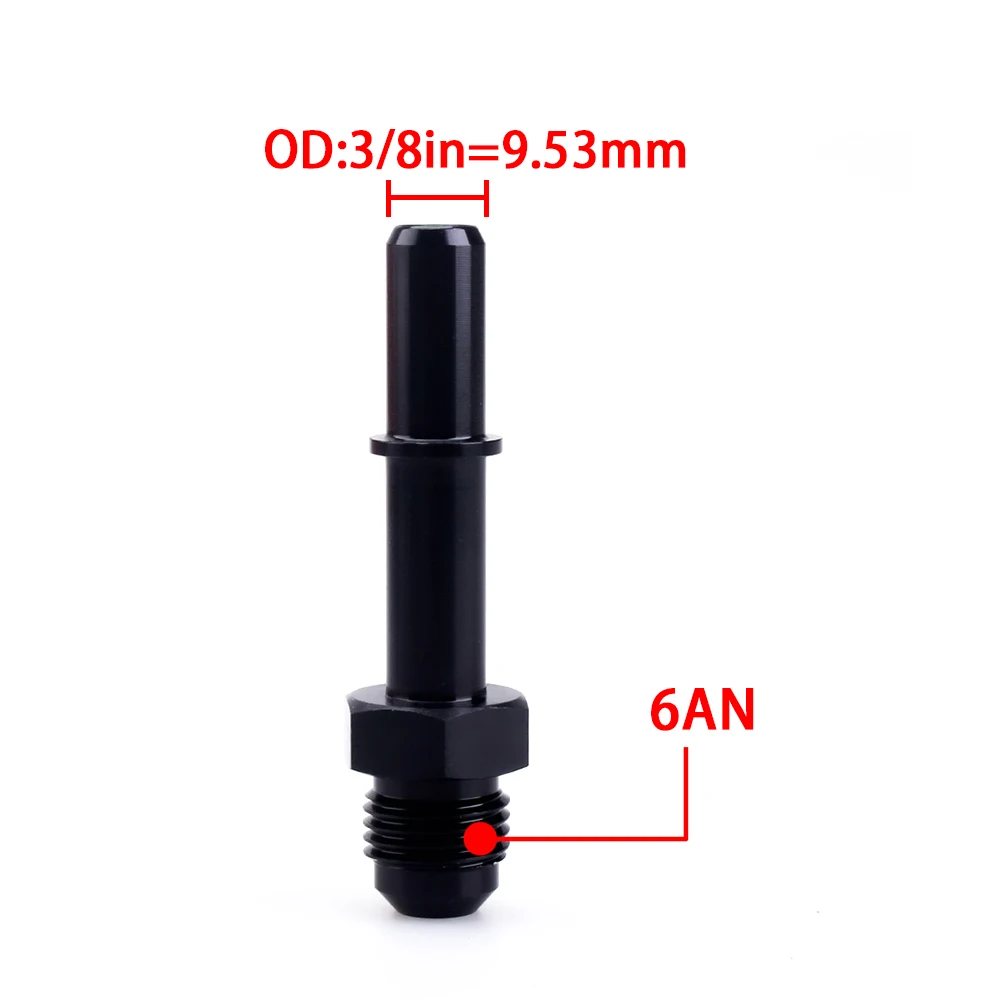 Quick Connect 6AN AN6 Male To 3/8", 5/16" AN8 8AN Quick Disconnect Male Push On EFI Fitting Adapter Aluminum Black