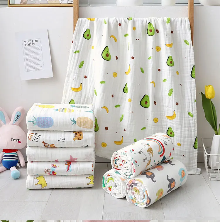 Baby Bath Towel Boy Girl Cotton Blanket For Newborn Bathrobe 4-Layer Gauze Washcloth Infant Swaddle