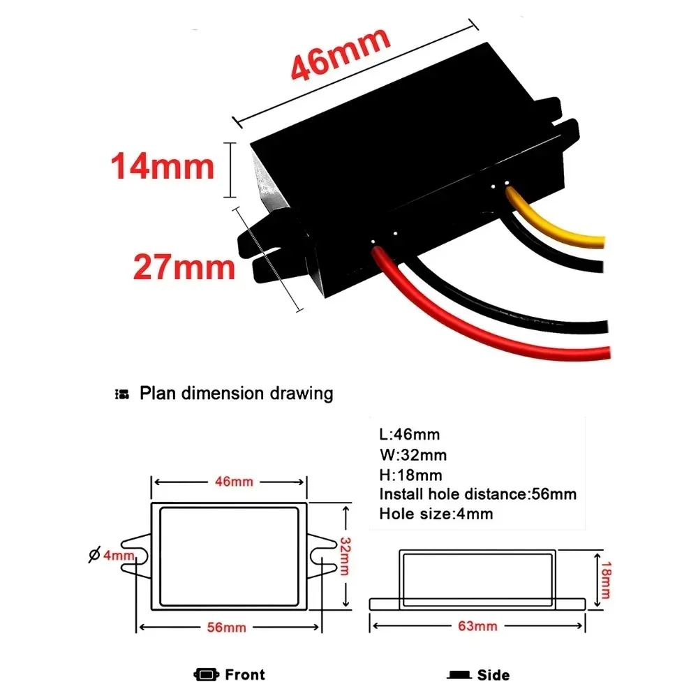 12V 24V 36V 48V 60V 72V to 5V 3A 15W DC to 11-90V to 5V USB Converter with Type C and Micro USB Output Power Adapter Converter