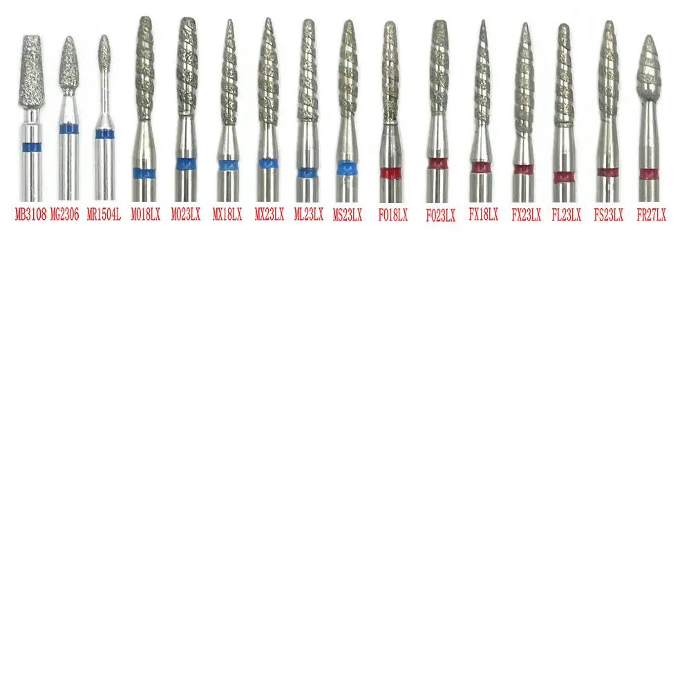 10pcs/pack Diamond Nail Drill Milling Cutter Manicure Rotary Bits Cuticle Clean Accessories Dental Diamond Burs 2.35mm shank