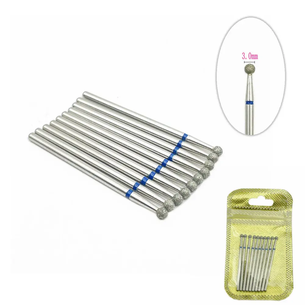10pcs/pack Diamond Nail Drill Milling Cutter Manicure Rotary Bits Cuticle Clean Accessories Dental Diamond Burs 2.35mm shank