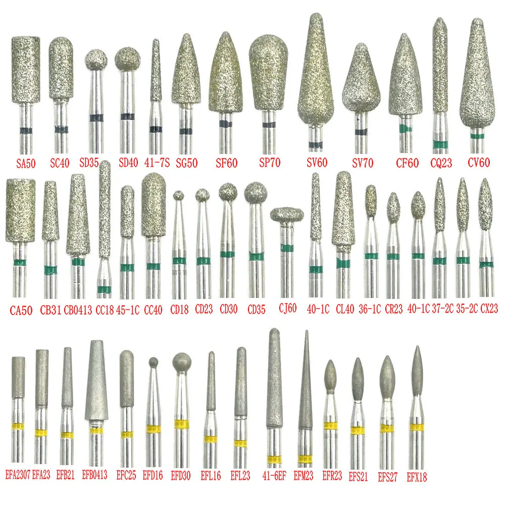 10pcs/pack Diamond Nail Drill Milling Cutter Manicure Rotary Bits Cuticle Clean Accessories Dental Diamond Burs 2.35mm shank