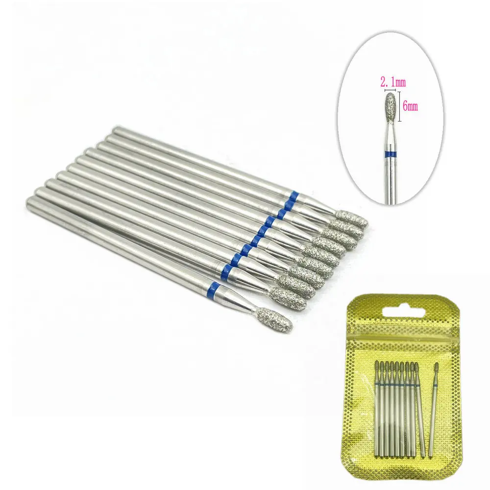 10pcs/pack Diamond Nail Drill Milling Cutter Manicure Rotary Bits Cuticle Clean Accessories Dental Diamond Burs 2.35mm shank