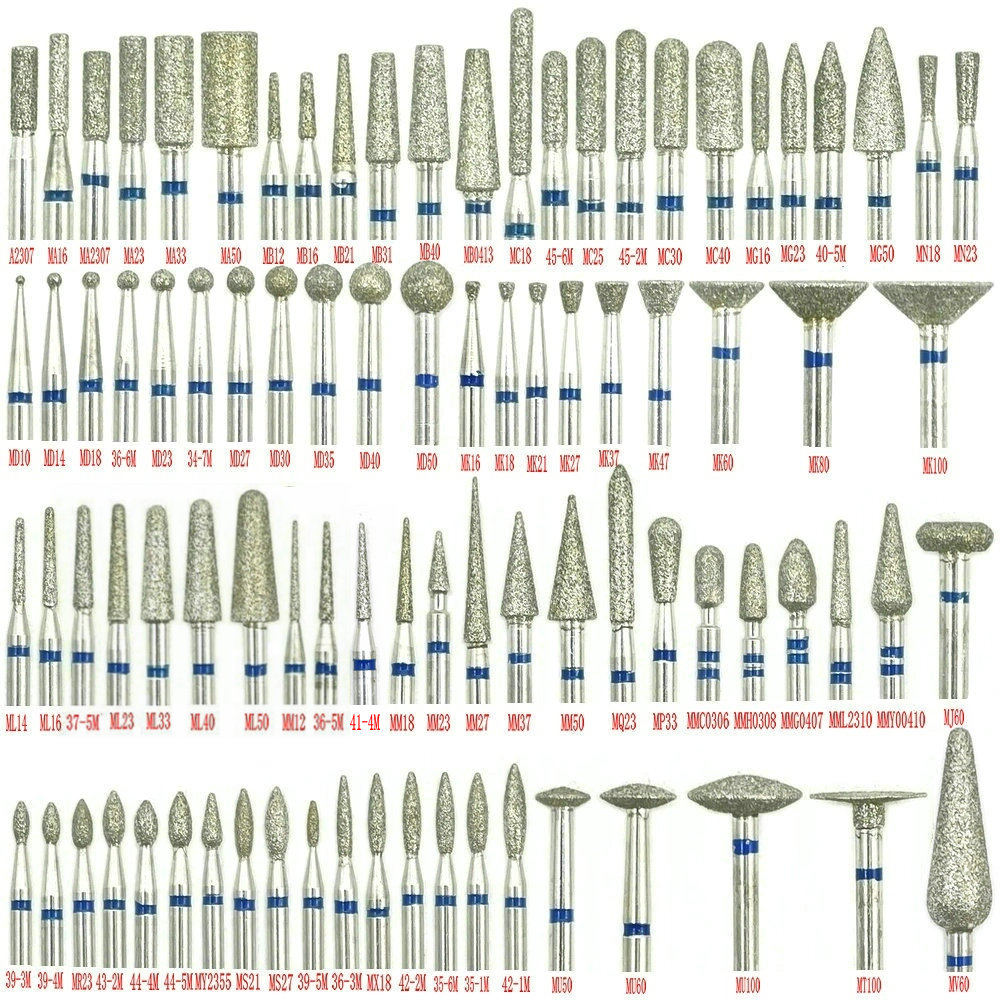 10pcs/pack Diamond Nail Drill Milling Cutter Manicure Rotary Bits Cuticle Clean Accessories Dental Diamond Burs 2.35mm shank