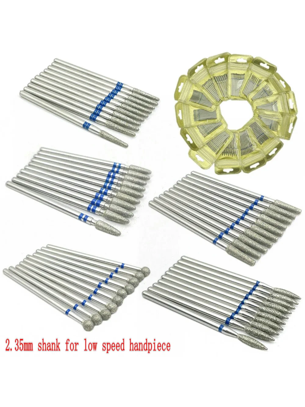 10pcs/pack Diamond Nail Drill Milling Cutter Manicure Rotary Bits Cuticle Clean Accessories Dental Diamond Burs 2.35mm shank