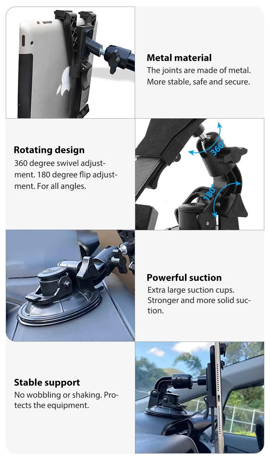 Xnyocn Tablet Car Holder Stand For iPad Air 1 2 Mini 2 3 4 Pro 9.7 10.5 Universal Windshield Mount For 7 to 11 Inch Samsung Tab