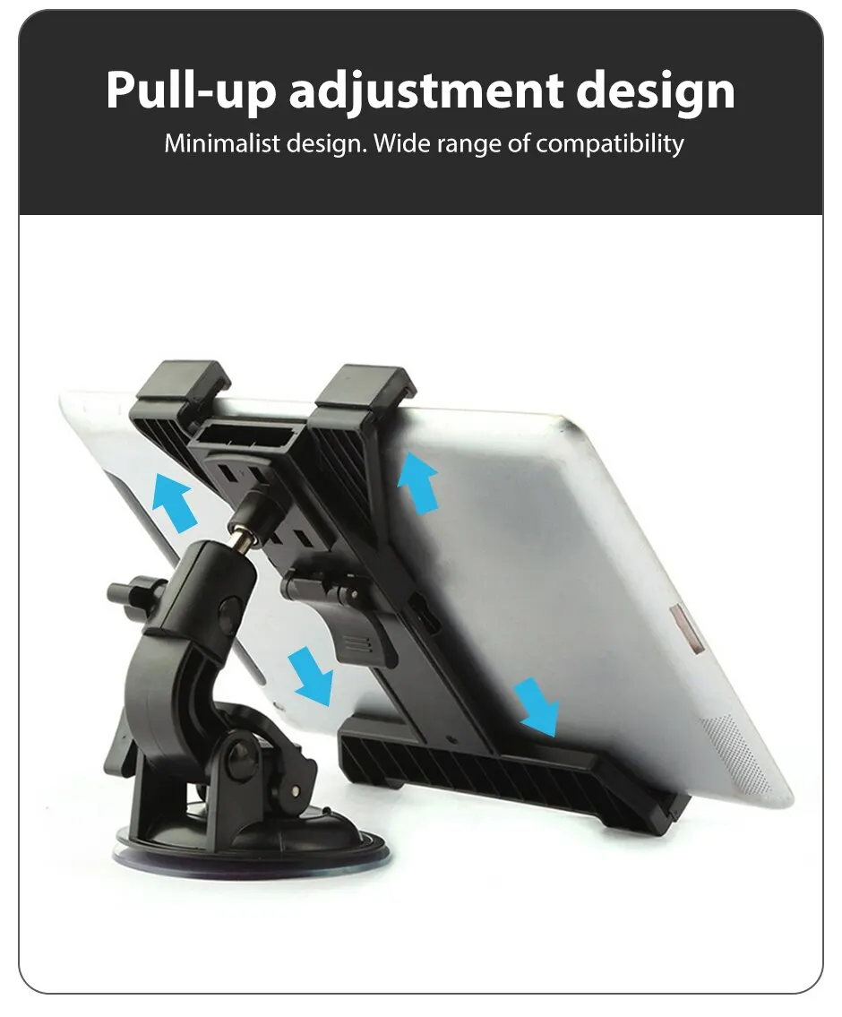Xnyocn Tablet Car Holder Stand For iPad Air 1 2 Mini 2 3 4 Pro 9.7 10.5 Universal Windshield Mount For 7 to 11 Inch Samsung Tab