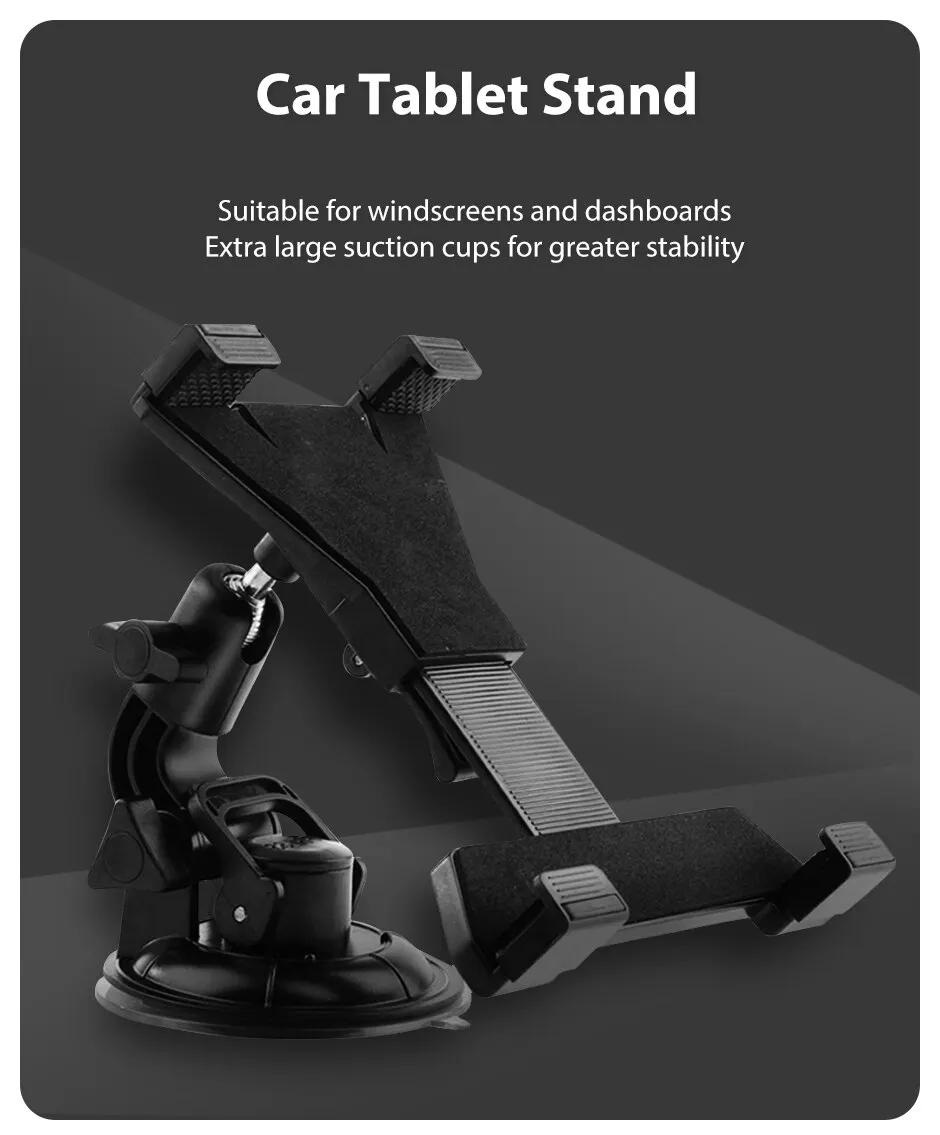 Xnyocn Tablet Car Holder Stand For iPad Air 1 2 Mini 2 3 4 Pro 9.7 10.5 Universal Windshield Mount For 7 to 11 Inch Samsung Tab