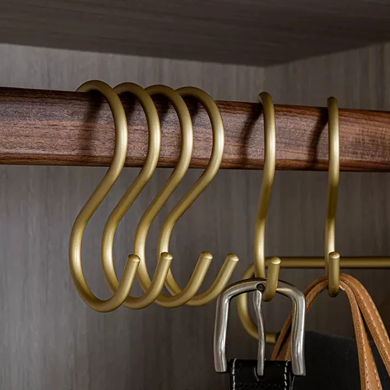 5pcs Aluminium Alloy S Shape Hooks Practical Kitchen Railing Hanger Hook Clasp Holder Hooks For Hanging Clothes Handbag Hooks