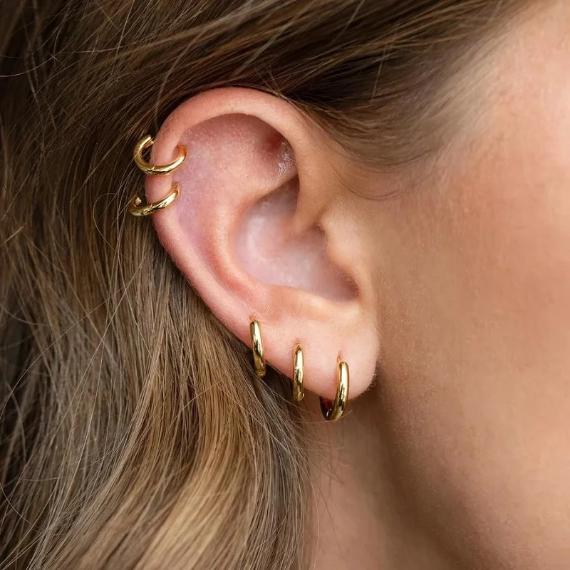 Small Hoop Earrings For Women Men Silver Color Stainles Steel Round Circle Pendientes Anti-allergy Not Fade Small Ear Jewelry