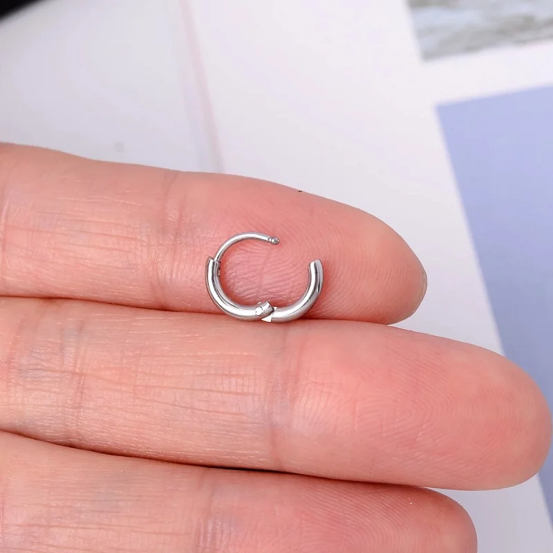 Small Hoop Earrings For Women Men Silver Color Stainles Steel Round Circle Pendientes Anti-allergy Not Fade Small Ear Jewelry