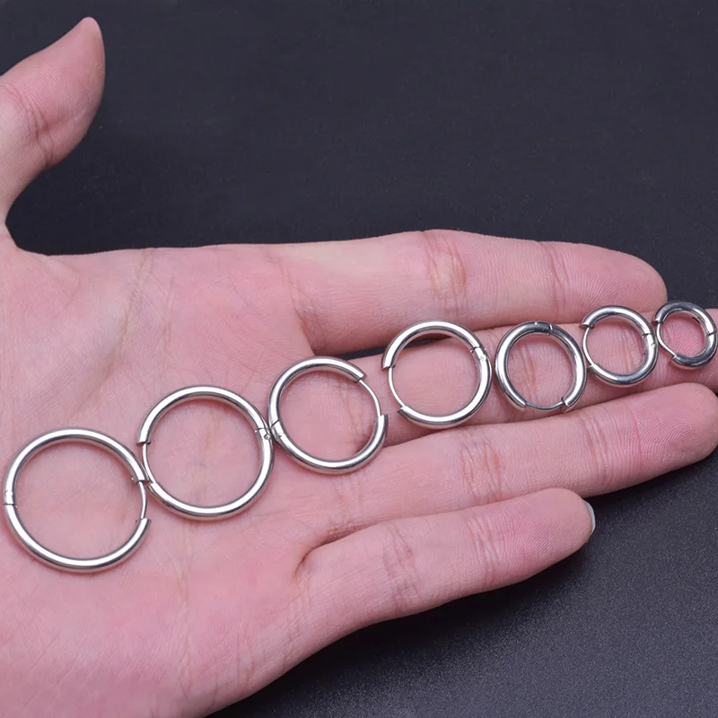 Small Hoop Earrings For Women Men Silver Color Stainles Steel Round Circle Pendientes Anti-allergy Not Fade Small Ear Jewelry