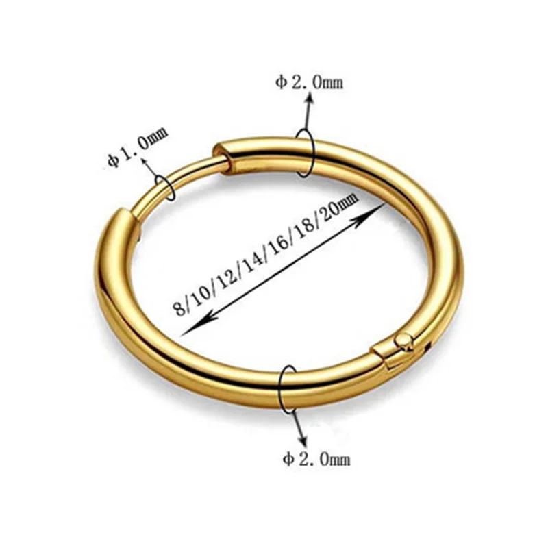 Small Hoop Earrings For Women Men Silver Color Stainles Steel Round Circle Pendientes Anti-allergy Not Fade Small Ear Jewelry