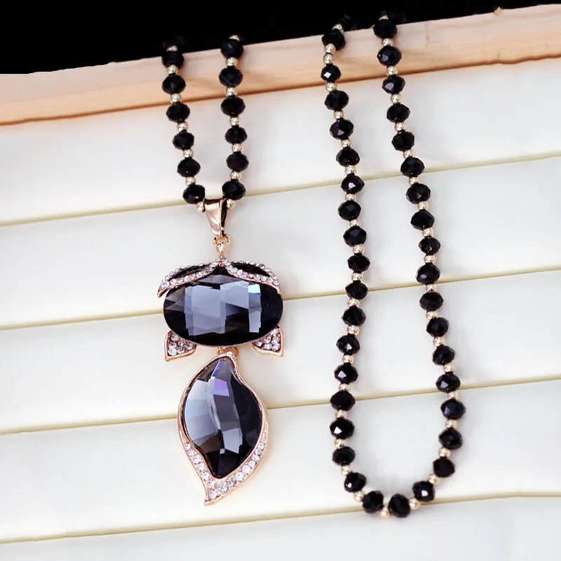 Luxury Big Crystal Rhinestone Fox Pendant Necklace for Women 2026 Fashion Long Sweater Chain Choker Collar Accesorios Mujer