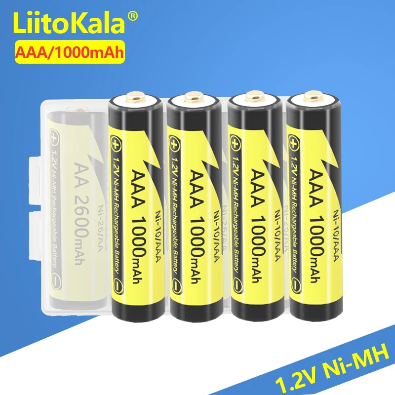 4Pcs LiitoKala 1.2V AA 2600mAh AAA 1000mAh Ni-MH Rechargeable battery for Temperature gun remote control mouse toy batteries
