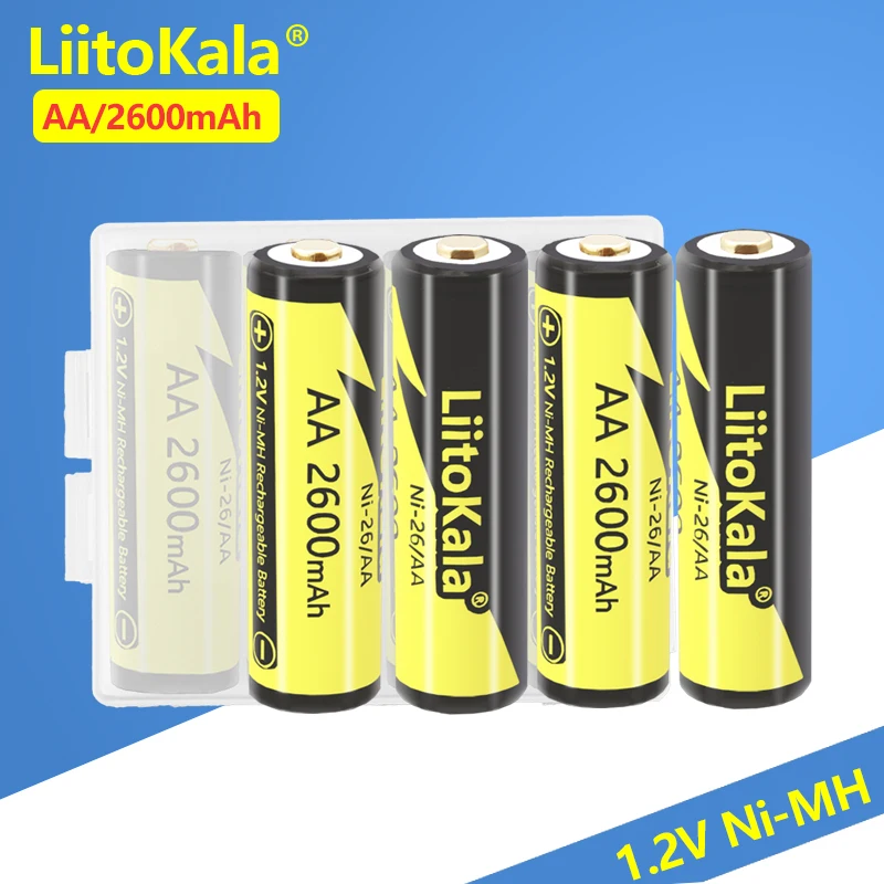 4Pcs LiitoKala 1.2V AA 2600mAh AAA 1000mAh Ni-MH Rechargeable battery for Temperature gun remote control mouse toy batteries