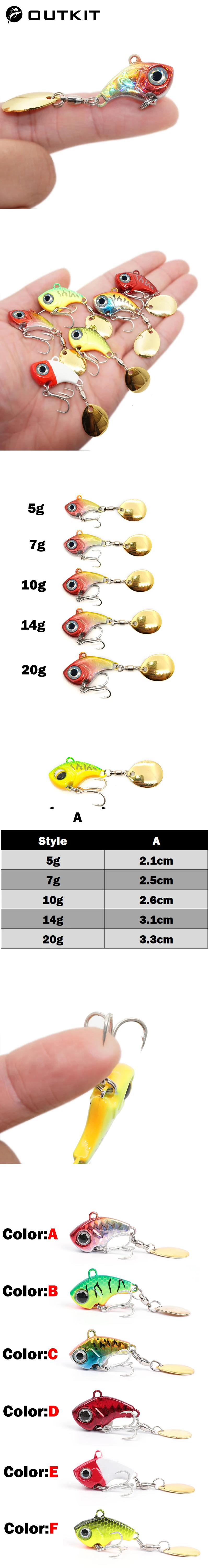 New Arrival 1PCS 5g/7g/10g Metal VIB Fishing Lure Spinner Sinking Rotating Spoon Pin Crankbait Sequins Baits Fishing Tackle
