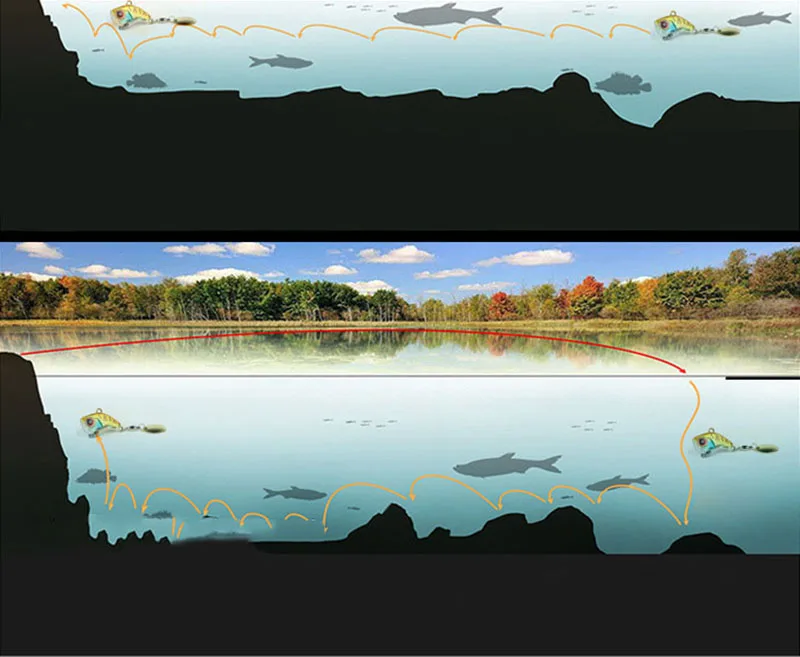 New Arrival 1PCS 5g/7g/10g Metal VIB Fishing Lure Spinner Sinking Rotating Spoon Pin Crankbait Sequins Baits Fishing Tackle