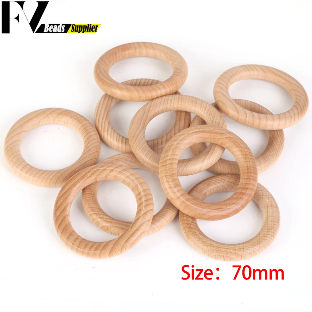 Nature Beech Wood Beads 25-70mm Hollow Circle Ring Baby Teether Wood Beads Infants Teething Care Product DIY Necklaces Wholesale