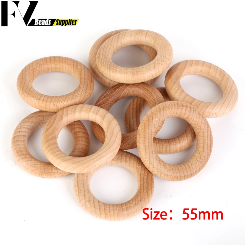 Nature Beech Wood Beads 25-70mm Hollow Circle Ring Baby Teether Wood Beads Infants Teething Care Product DIY Necklaces Wholesale