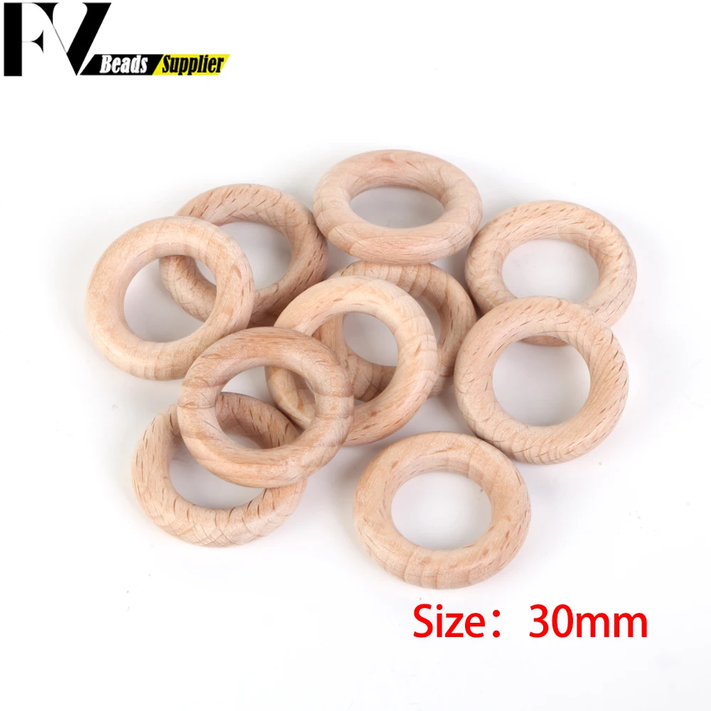 Nature Beech Wood Beads 25-70mm Hollow Circle Ring Baby Teether Wood Beads Infants Teething Care Product DIY Necklaces Wholesale