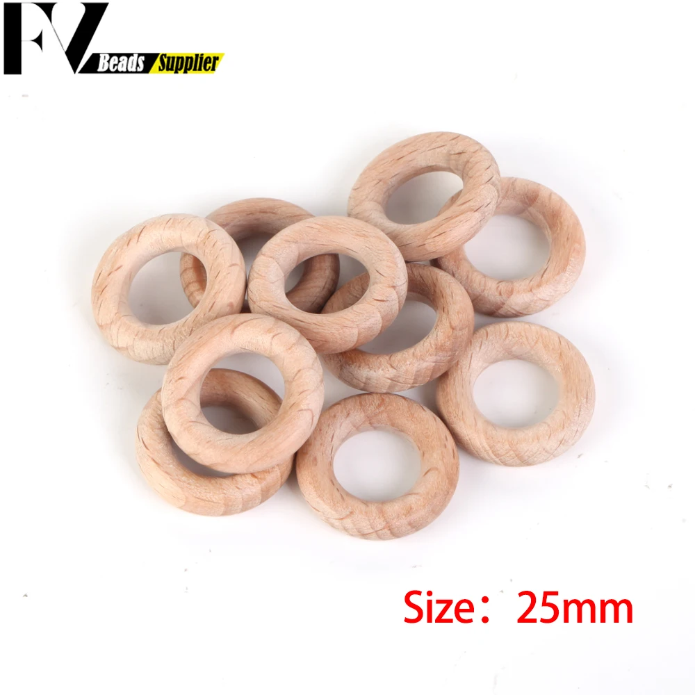 Nature Beech Wood Beads 25-70mm Hollow Circle Ring Baby Teether Wood Beads Infants Teething Care Product DIY Necklaces Wholesale