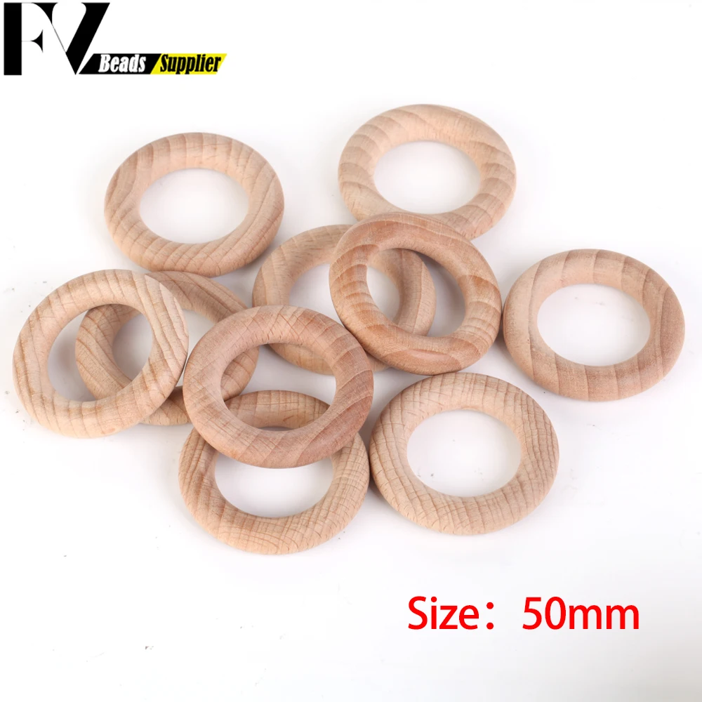 Nature Beech Wood Beads 25-70mm Hollow Circle Ring Baby Teether Wood Beads Infants Teething Care Product DIY Necklaces Wholesale