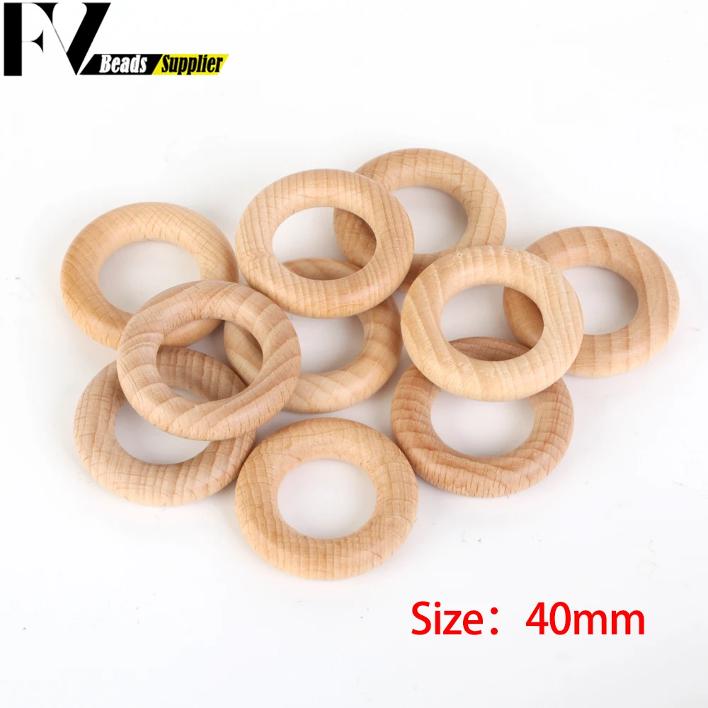 Nature Beech Wood Beads 25-70mm Hollow Circle Ring Baby Teether Wood Beads Infants Teething Care Product DIY Necklaces Wholesale