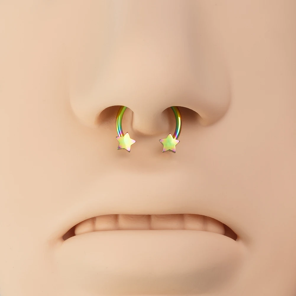 1pc Star Heart Flower CZ Septum Pierc Nose Ring Cartilage Tragus Helix Lip BCR Circular Hoop Piercing Jewelry 16G Free Shipping