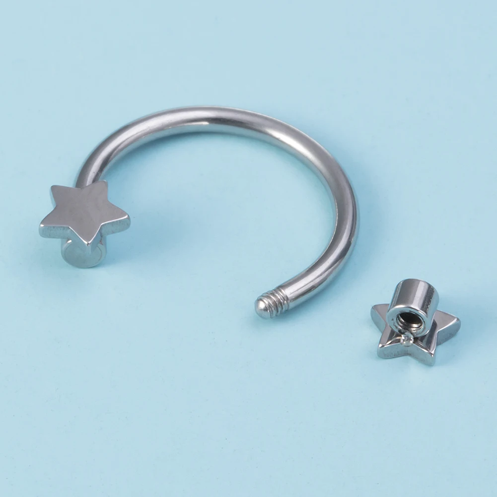 1pc Star Heart Flower CZ Septum Pierc Nose Ring Cartilage Tragus Helix Lip BCR Circular Hoop Piercing Jewelry 16G Free Shipping