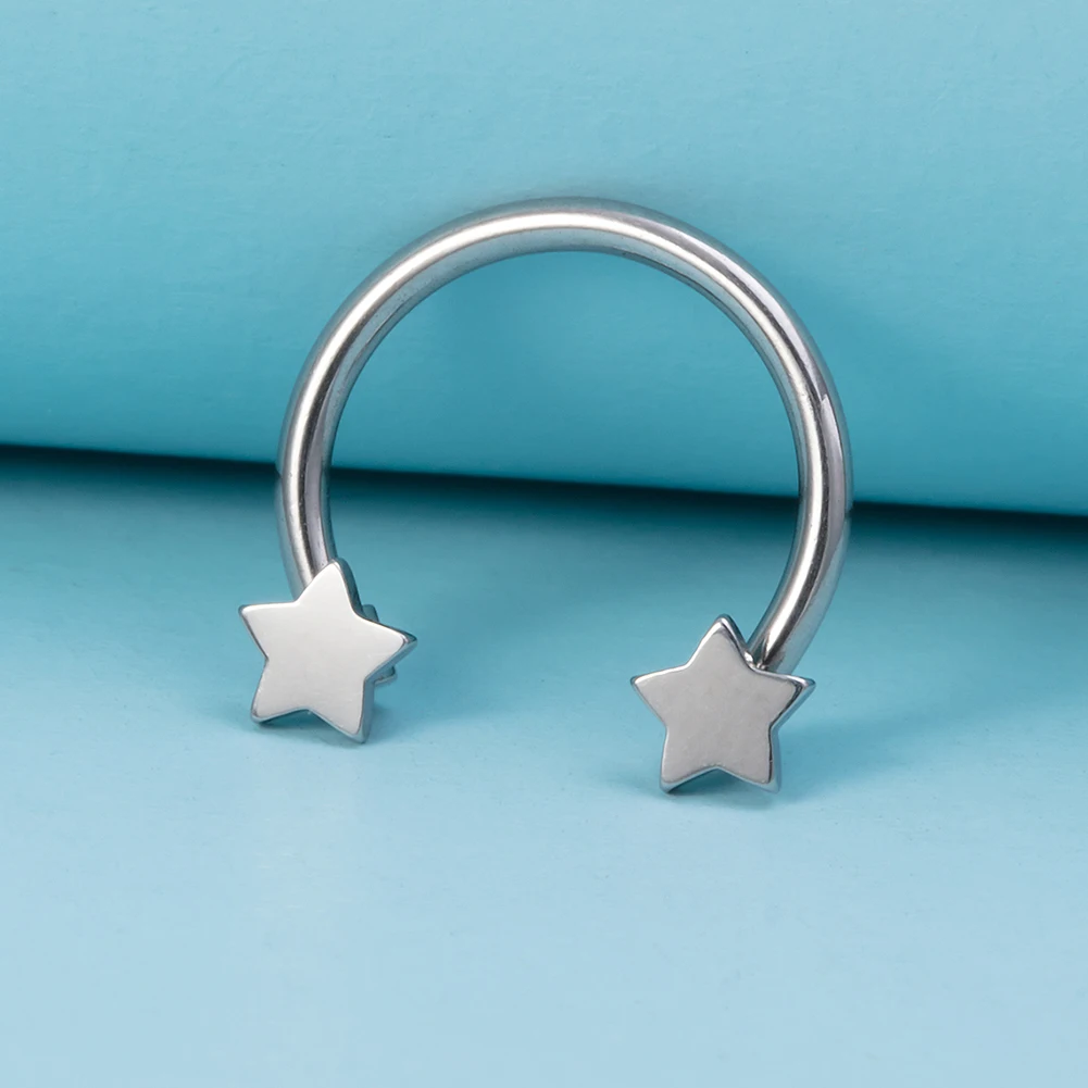 1pc Star Heart Flower CZ Septum Pierc Nose Ring Cartilage Tragus Helix Lip BCR Circular Hoop Piercing Jewelry 16G Free Shipping
