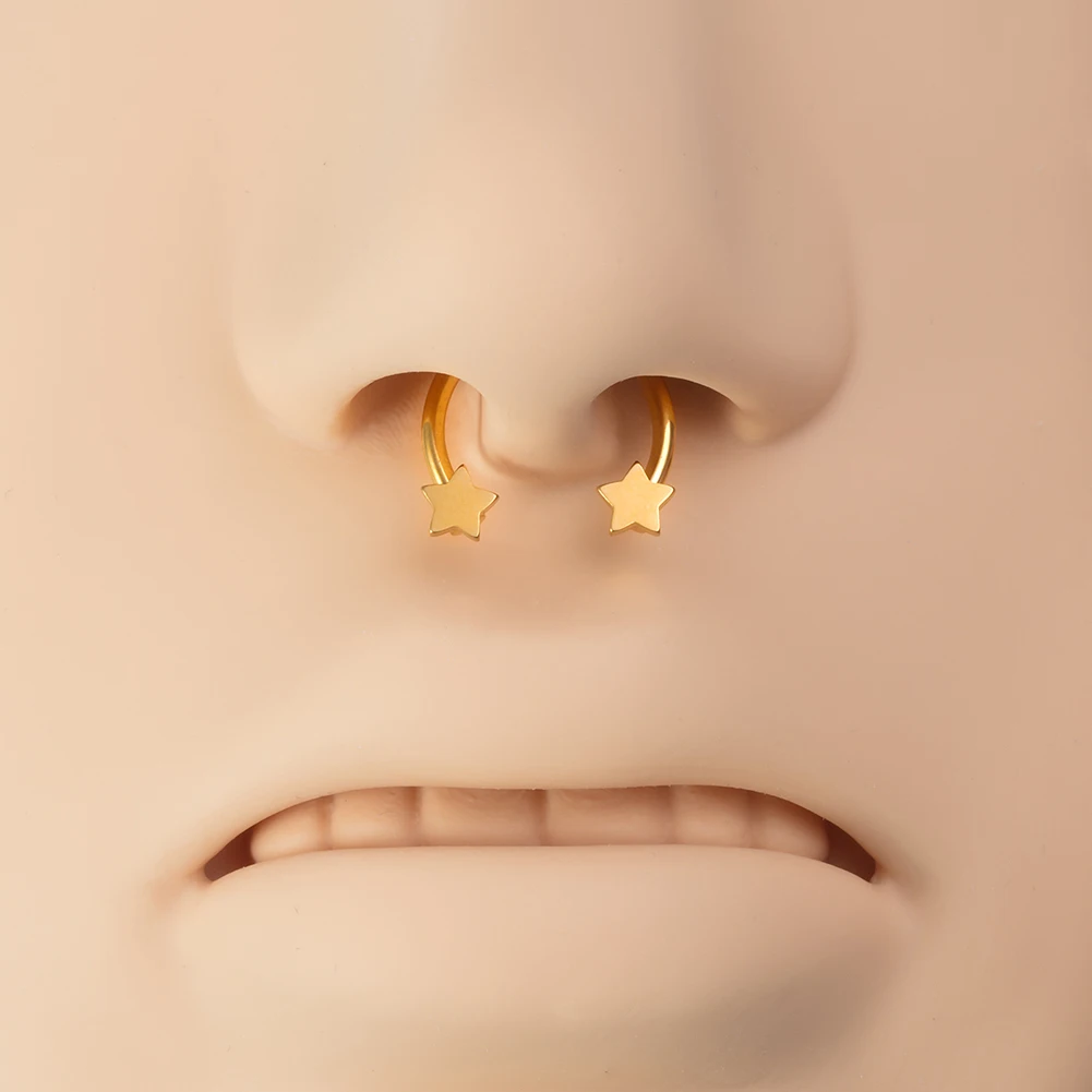 1pc Star Heart Flower CZ Septum Pierc Nose Ring Cartilage Tragus Helix Lip BCR Circular Hoop Piercing Jewelry 16G Free Shipping