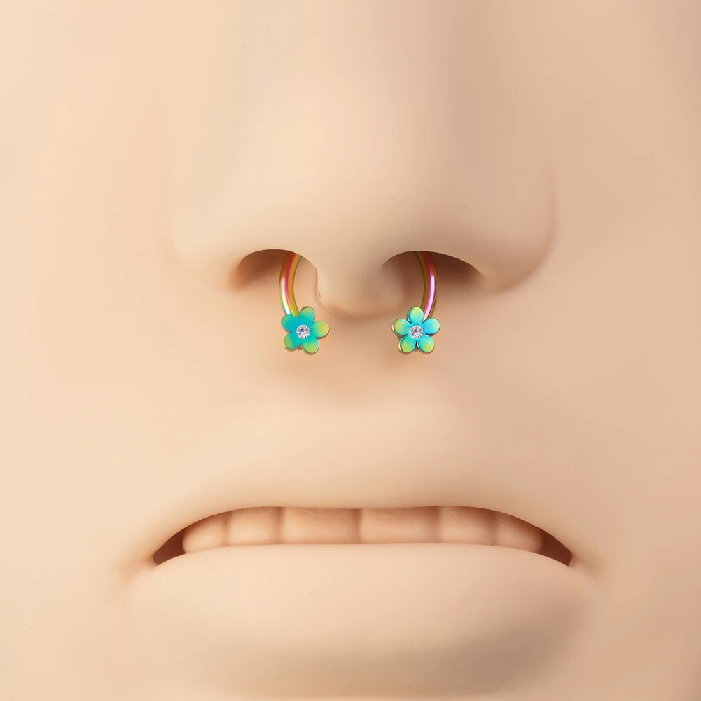 1pc Star Heart Flower CZ Septum Pierc Nose Ring Cartilage Tragus Helix Lip BCR Circular Hoop Piercing Jewelry 16G Free Shipping