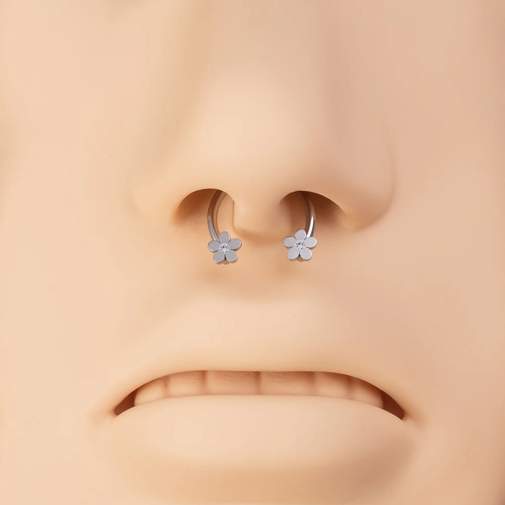 1pc Star Heart Flower CZ Septum Pierc Nose Ring Cartilage Tragus Helix Lip BCR Circular Hoop Piercing Jewelry 16G Free Shipping