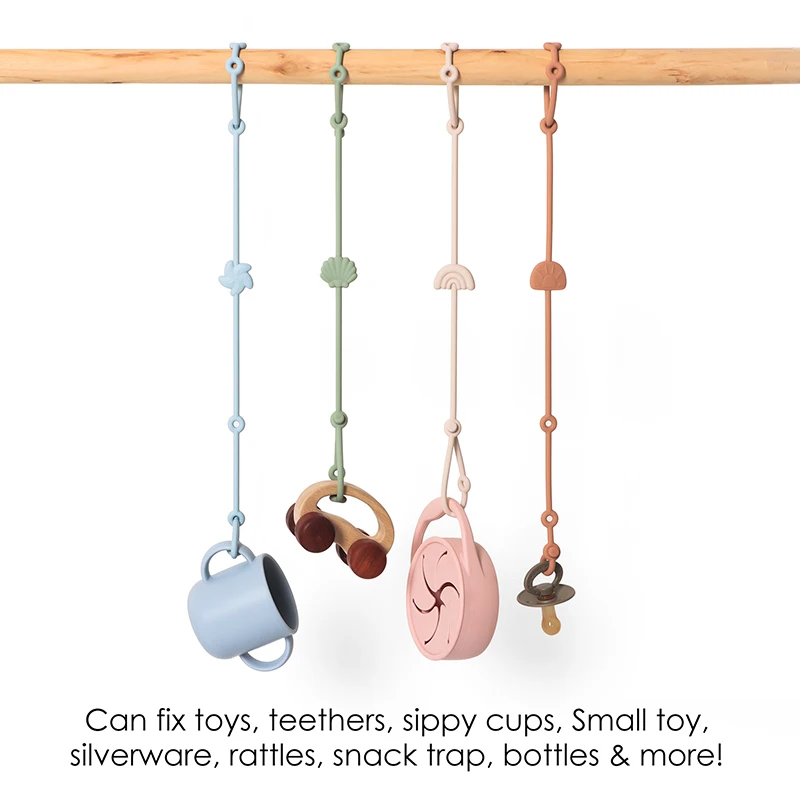 4 Pcs Stretchable Toy Safety Straps Toddler Toy Bottle Harness Straps for Strollers, Adjustable Baby Silicone Pacifier Teether